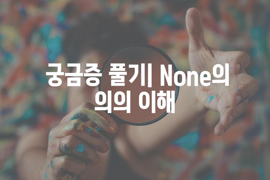  궁금증 풀기| None의 의의 이해