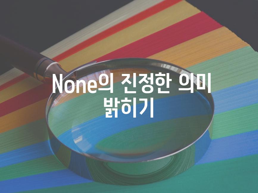  None의 진정한 의미 밝히기