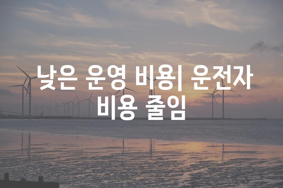  낮은 운영 비용| 운전자 비용 줄임