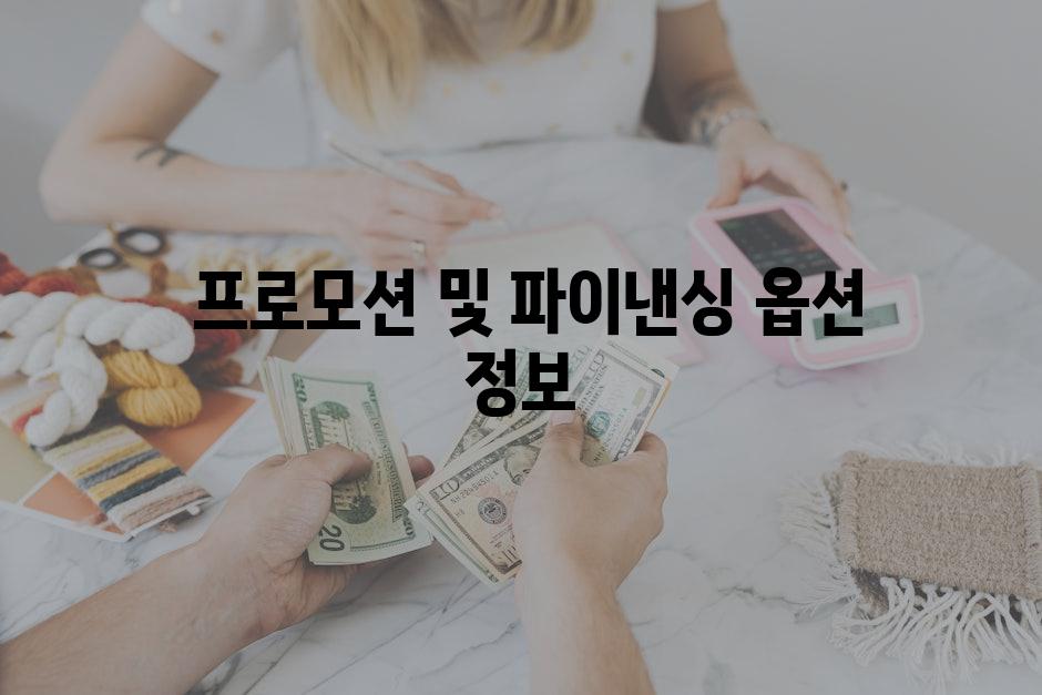  프로모션 및 파이낸싱 옵션 정보