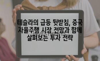 테슬라의 급등 뒷받침, 중국 자율주행 시장 전망과 함께 살펴보는 투자 전략