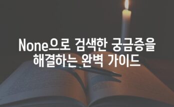 None으로 검색한 궁금증을 해결하는 완벽 가이드