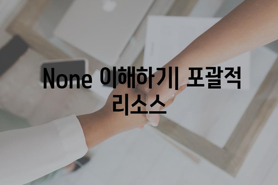  None 이해하기| 포괄적 리소스