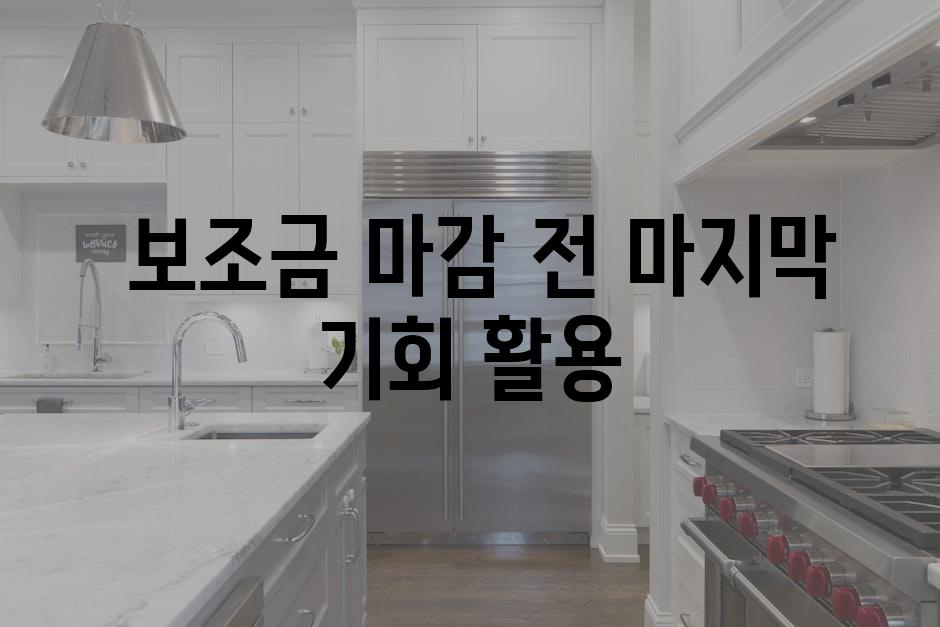  보조금 마감 전 마지막 기회 활용