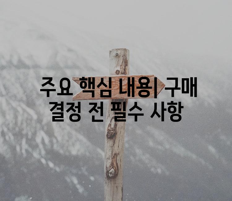  주요 핵심 내용| 구매 결정 전 필수 사항