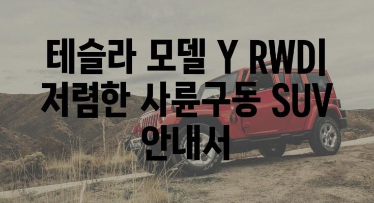 테슬라 모델 Y RWD| 저렴한 사륜구동 SUV 안내서