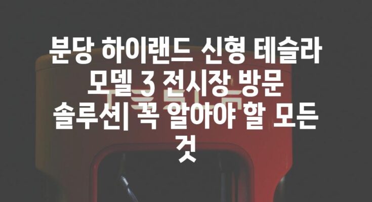 분당 하이랜드 신형 테슬라 모델 3 전시장 방문 솔루션| 꼭 알아야 할 모든 것