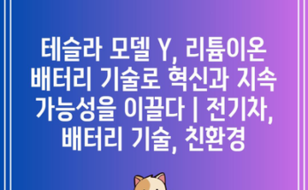 테슬라 모델 Y, 리튬이온 배터리 기술로 혁신과 지속 가능성을 이끌다 | 전기차, 배터리 기술, 친환경