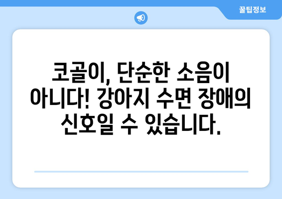 강아지 코골이, 숨겨진 비밀| 원인과 해결책 | 반려견, 수면 장애, 건강