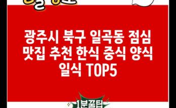 광주시 북구 일곡동 점심 맛집 추천 한식 중식 양식 일식 TOP5