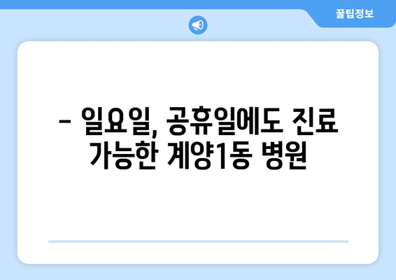 인천시 계양구 계양1동 일요일 휴일 공휴일 야간 진료병원 리스트