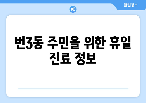 서울시 강북구 번3동 일요일 휴일 공휴일 야간 진료병원 리스트