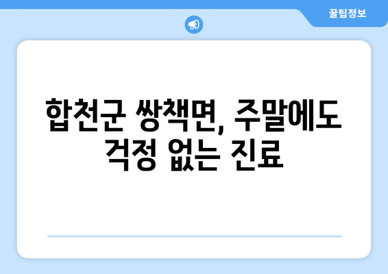 경상남도 합천군 쌍책면 일요일 휴일 공휴일 야간 진료병원 리스트