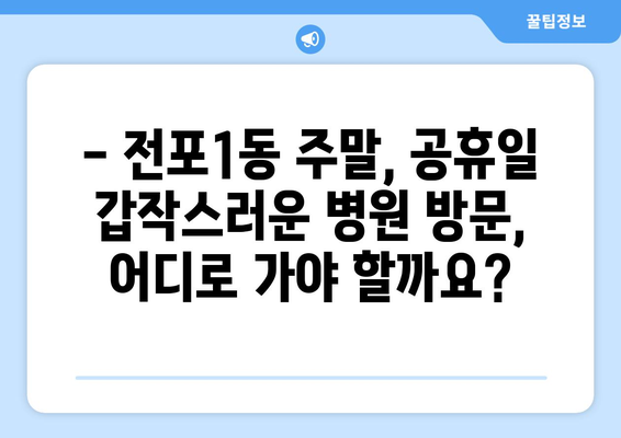 부산시 부산진구 전포1동 일요일 휴일 공휴일 야간 진료병원 리스트