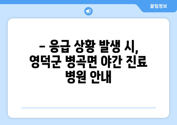 경상북도 영덕군 병곡면 일요일 휴일 공휴일 야간 진료병원 리스트