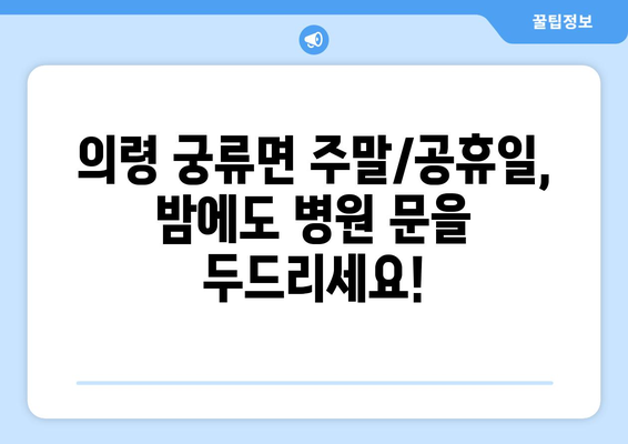 경상남도 의령군 궁류면 일요일 휴일 공휴일 야간 진료병원 리스트