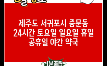 제주도 서귀포시 중문동 24시간 토요일 일요일 휴일 공휴일 야간 약국