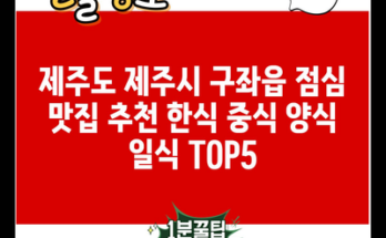 제주도 제주시 구좌읍 점심 맛집 추천 한식 중식 양식 일식 TOP5