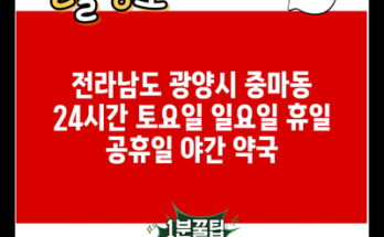 전라남도 광양시 중마동 24시간 토요일 일요일 휴일 공휴일 야간 약국