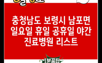 충청남도 보령시 남포면 일요일 휴일 공휴일 야간 진료병원 리스트