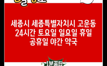 세종시 세종특별자치시 고운동 24시간 토요일 일요일 휴일 공휴일 야간 약국