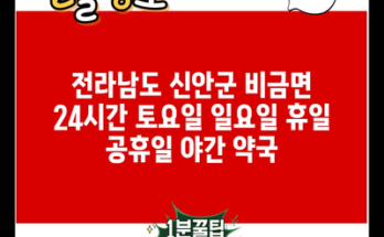 전라남도 신안군 비금면 24시간 토요일 일요일 휴일 공휴일 야간 약국