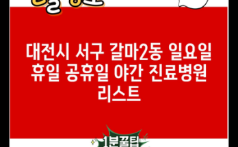 대전시 서구 갈마2동 일요일 휴일 공휴일 야간 진료병원 리스트