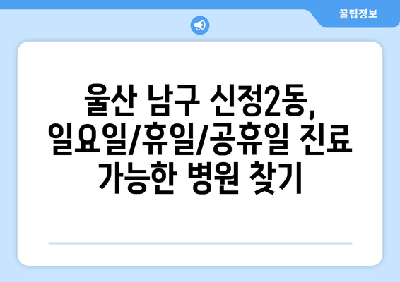 울산시 남구 신정2동 일요일 휴일 공휴일 야간 진료병원 리스트