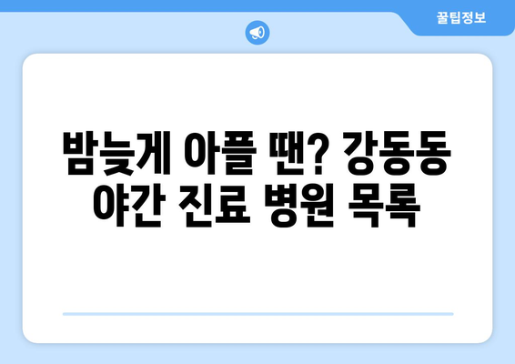 부산시 강서구 강동동 일요일 휴일 공휴일 야간 진료병원 리스트