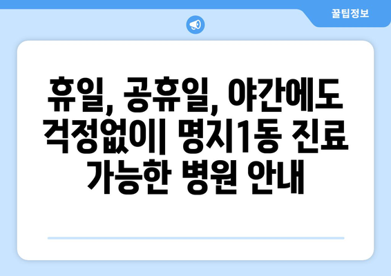 부산시 강서구 명지1동 일요일 휴일 공휴일 야간 진료병원 리스트