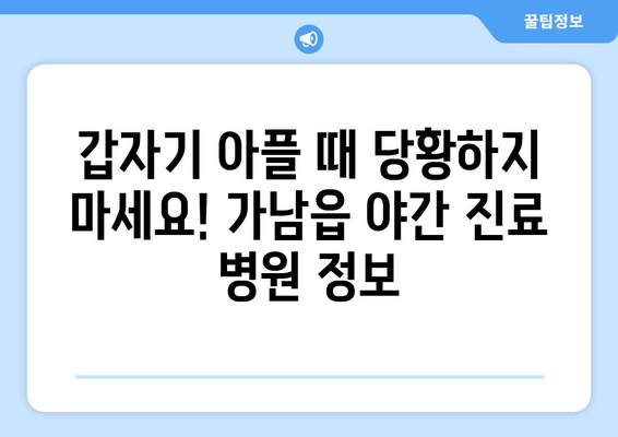 경기도 여주시 가남읍 일요일 휴일 공휴일 야간 진료병원 리스트