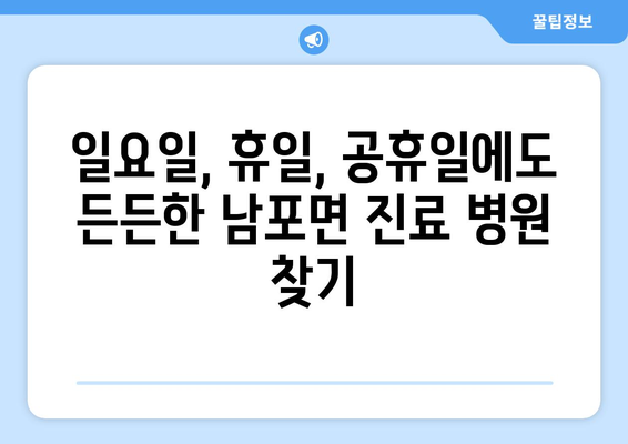 충청남도 보령시 남포면 일요일 휴일 공휴일 야간 진료병원 리스트