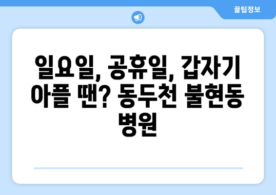 경기도 동두천시 불현동 일요일 휴일 공휴일 야간 진료병원 리스트