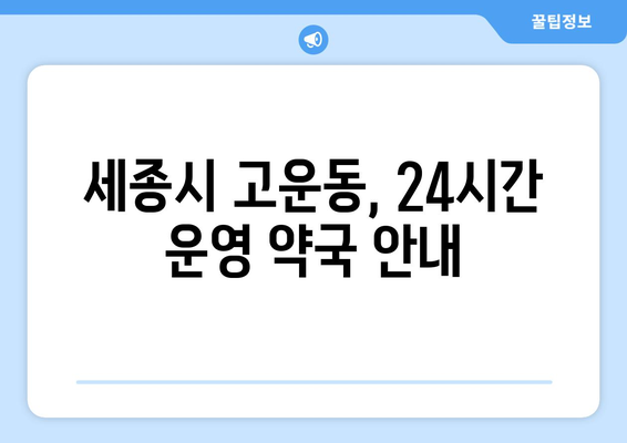 세종시 세종특별자치시 고운동 24시간 토요일 일요일 휴일 공휴일 야간 약국