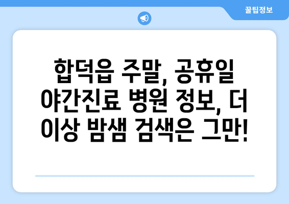 충청남도 당진시 합덕읍 일요일 휴일 공휴일 야간 진료병원 리스트