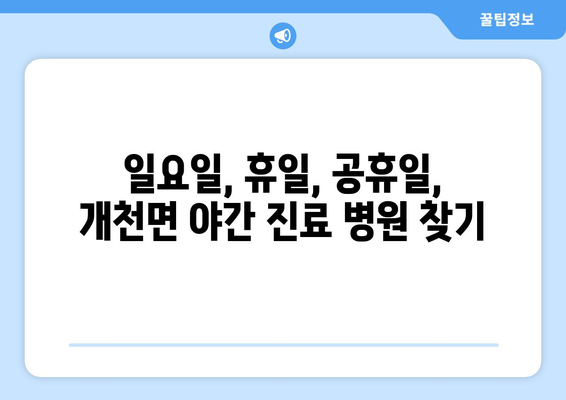 경상남도 고성군 개천면 일요일 휴일 공휴일 야간 진료병원 리스트