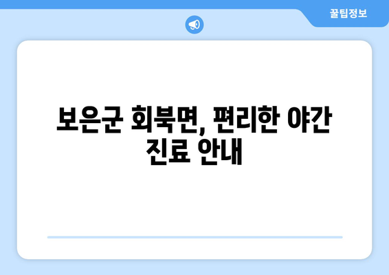 충청북도 보은군 회북면 일요일 휴일 공휴일 야간 진료병원 리스트