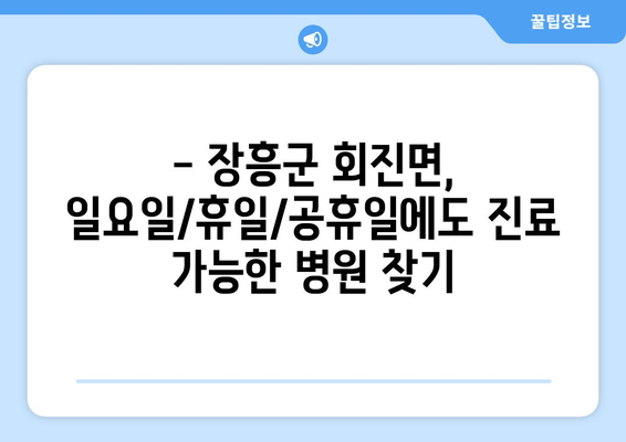 전라남도 장흥군 회진면 일요일 휴일 공휴일 야간 진료병원 리스트