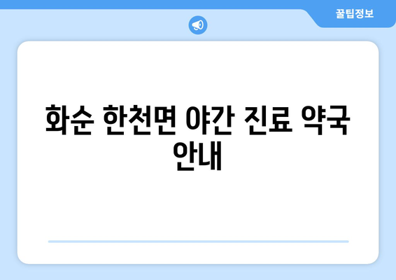 전라남도 화순군 한천면 24시간 토요일 일요일 휴일 공휴일 야간 약국