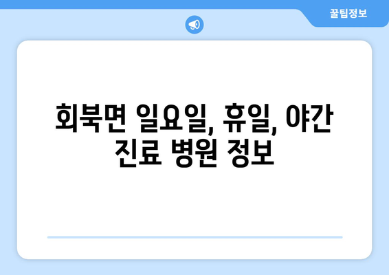 충청북도 보은군 회북면 일요일 휴일 공휴일 야간 진료병원 리스트