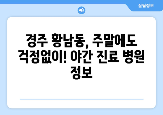 경상북도 경주시 황남동 일요일 휴일 공휴일 야간 진료병원 리스트