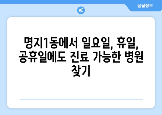 부산시 강서구 명지1동 일요일 휴일 공휴일 야간 진료병원 리스트