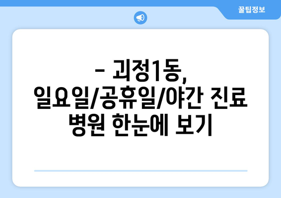 부산시 사하구 괴정1동 일요일 휴일 공휴일 야간 진료병원 리스트