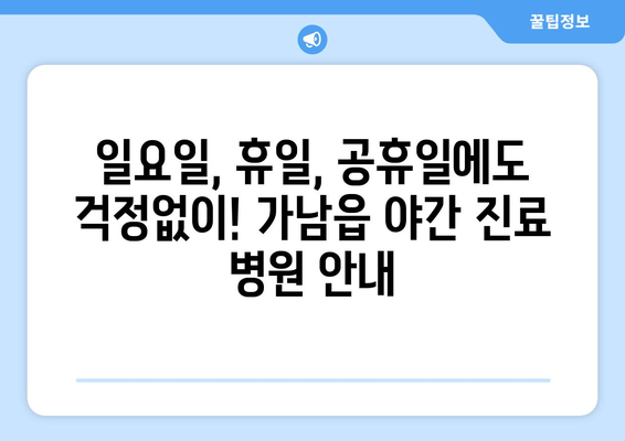 경기도 여주시 가남읍 일요일 휴일 공휴일 야간 진료병원 리스트