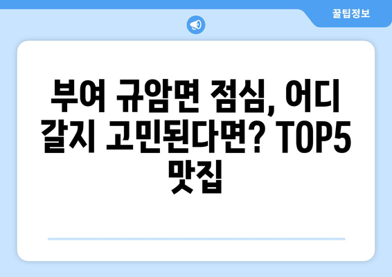 충청남도 부여군 규암면 점심 맛집 추천 한식 중식 양식 일식 TOP5