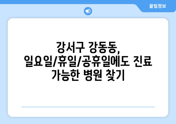 부산시 강서구 강동동 일요일 휴일 공휴일 야간 진료병원 리스트