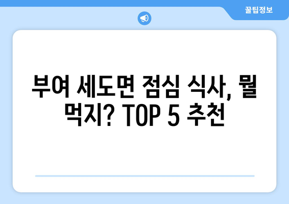 충청남도 부여군 세도면 점심 맛집 추천 한식 중식 양식 일식 TOP5