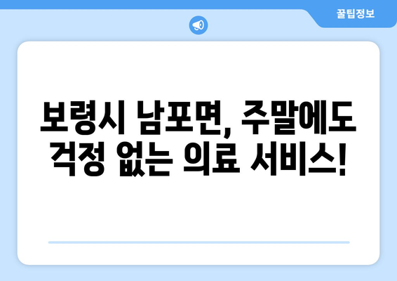 충청남도 보령시 남포면 일요일 휴일 공휴일 야간 진료병원 리스트