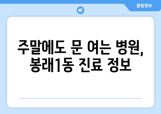 부산시 영도구 봉래1동 일요일 휴일 공휴일 야간 진료병원 리스트