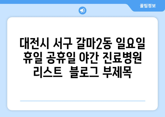 대전시 서구 갈마2동 일요일 휴일 공휴일 야간 진료병원 리스트